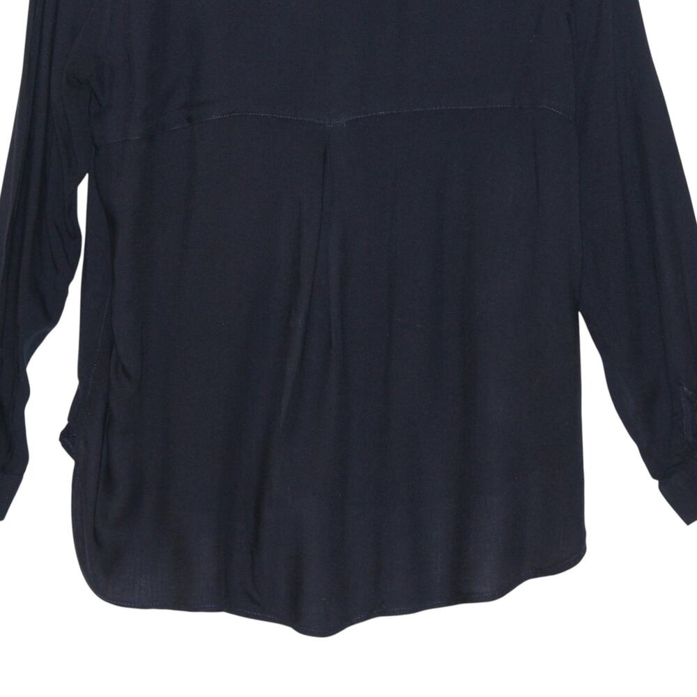 Mango Navy Button Down Blouse Medium - image 6